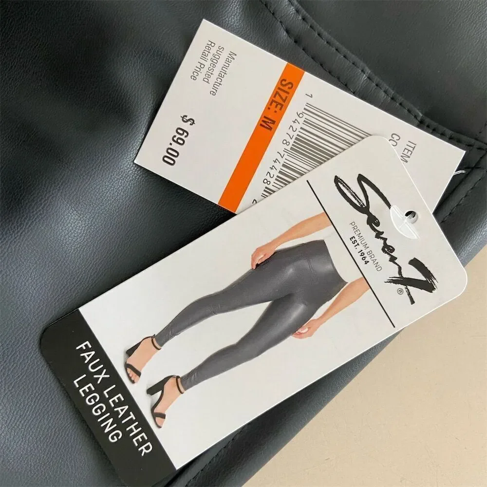 7 For All Mankind Women's Grey High-Waisted faux leather leggings Size M